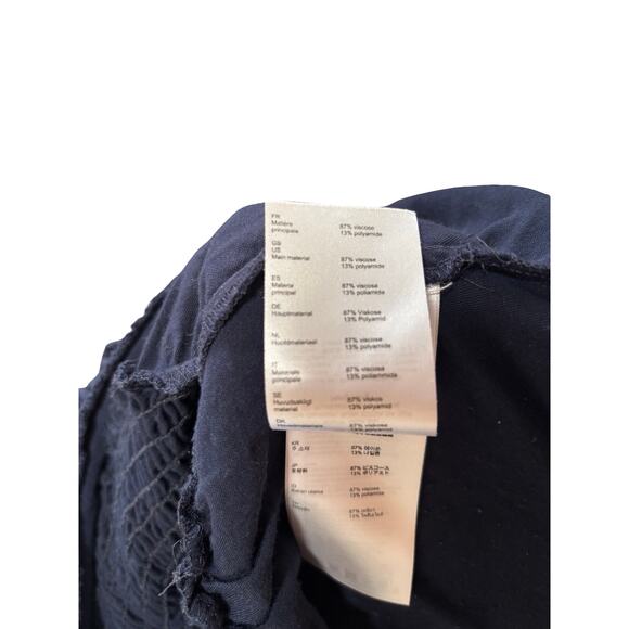 Maje Navy Blue Tie Neck Long Sleeve Ruffle Mini Dress Size 3 - Picture 7 of 9